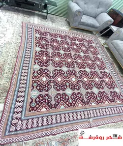 روفرشی مخمل ابریشم هشت ژاکارد شرکت نادرباف کد 295 رنگ زرشکی