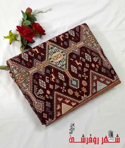 روفرشی مخمل ابریشم هشت ژاکارد شرکت نادرباف کد 295 رنگ زرشکی
