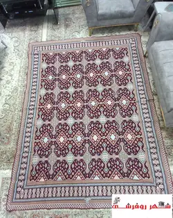 روفرشی مخمل ابریشم هشت ژاکارد شرکت نادرباف کد 295 رنگ زرشکی