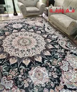 روفرشی یزدی مخمل ابریشم زرکدار رنگ سرمه ای کد 125