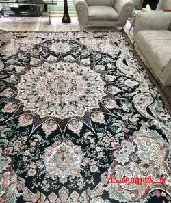 روفرشی یزدی مخمل ابریشم زرکدار رنگ سرمه ای کد 125