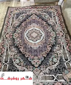 روفرشی یزدی مخمل ابریشم زرکدار رنگ سرمه ای کد 155