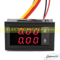 مشخصات، قیمت و خرید ولتمتر آمپرمتر 100V/10A قرمز قرمز