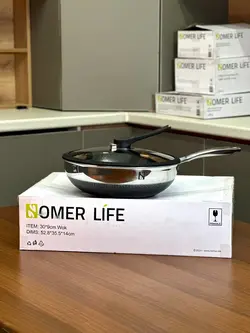 ماهیتابه وک استیل نچسپ کف لیزری nomer سایز 30 h2 ضمانت اصالت کالا و ارسال فوری و رایگان /گارانتی 36 ماهه مارکو تجارت