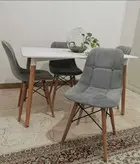 میز و صندلی غذاخوری ایفلی چهار نفره چوبی پارچه ای رنگ بندی