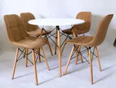 میز و صندلی نهارخوری ۴ نفره پارچه مازراتی طرح ایفلی پایه چوبی