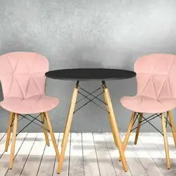 میز و صندلی زین اسبی پارچه مازراتی لمسه دوخت کافه رستوران باغ ویلایی 2 نفره