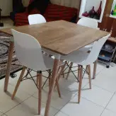 میز و صندلی غذاخوری نهارخوری کافه رستورانی مدل فایبرگلاس پایه چوبی ست دو نفره