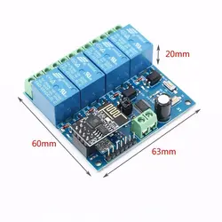 ماژول رله 4 کاناله با قابلیت کنترل WiFi ESP۸۲۶۶