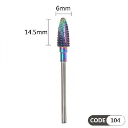 سر سوهان الماسه روکش کروم مدل هفت رنگ شماره 104Multi Color Carbide Nail Drill Bit #104