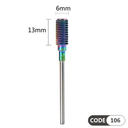 سر سوهان الماسه روکش کروم مدل هفت رنگ شماره 106Multi Color Carbide Nail Drill Bit #106