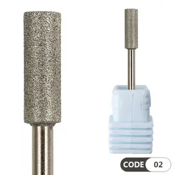 سرسوهان مانیکور روسی استوانه ای کد 02Diamond Burs Nail Drill Bit Code 02