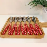 قاشق چنگال غذاخوری قرمز خالدار