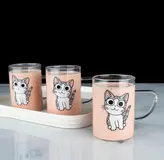 لیوان پیرکس گربه 3 تایی