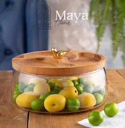 ظرف آجیل خوری درب چوبی مایا هوم