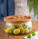 ظرف آجیل خوری درب چوبی مایا هوم