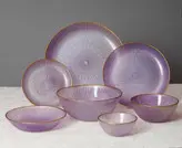 سرویس غذاخوری ۳۲ پارچه سولو رنگی لبه طلایی