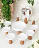 هفت سین پایه چوبی به همراه جاشمعی و آینه