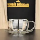 فنجان نعلبکی چایخوری مدل دوجداره ست ۴ تایی