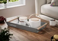 سینی فلزی لوکسینه مدل آندیا دسته چوبی