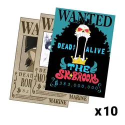 پک 10 عددی پوستر های وانتد بونتی گروه کلاه حصیری وان پیس One Piece