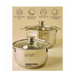 ست 18 تکه ظروف استیل نقره‌ای برند نون