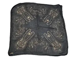 روسری نخی حریر رنگ مشکی سایز 115 کد 6-114 - فروشگاه شال و روسری مهتامد