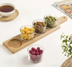 اردو خوری کاسه گرد 4 عددی زیره چوبی لیمون