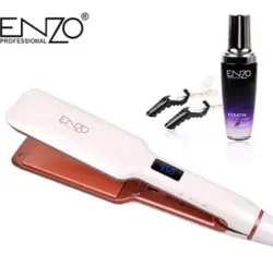 اتو کراتینه سوپر حرفه ای از برند انزو گسترش دما تا 980 فارنهایت همراه یک عدد روغن کراتین کیفیت بالا