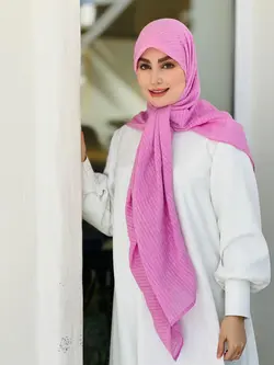 روسری وال نخی راه راه صورتی - مهنا