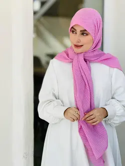 روسری وال نخی راه راه صورتی - مهنا