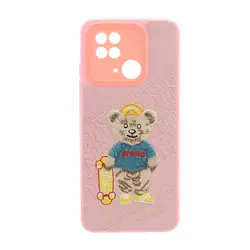 قاب گوشی Xiaomi Redmi 10C / Poco C40طرح خرسی گلدوزی طرح چرم 50کد4083
