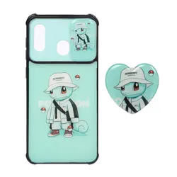 قاب گوشی Samsung A20 / A30طرح کشویی عروسکی پاپ سوکت دار سبز کد2803