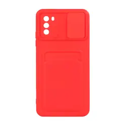 قاب گوشی Xiaomi Redmi Poco M3طرح رنگی جا کارتی محافظ لنزدار کشویی 25/9836