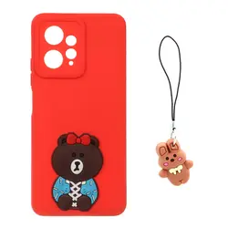 قاب گوشیXiaomi Redmi Note 12 4Gطرح عروسک برجسته فانتزی با ست آویز کد53/10182