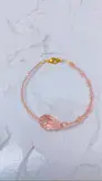 دستبند زنانه کریستالی صورتی مدل ۳۶۹ قفل رنگ ثابت CP02