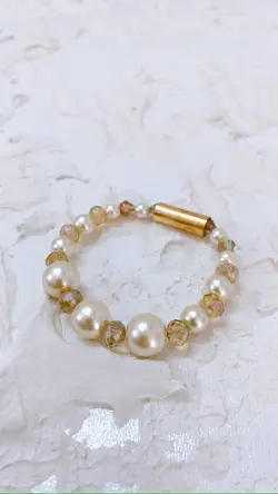 دستبند زنانه مرواریدی 369 قفل آهنربایی مگنتی رنگ ثابت P03