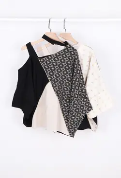 شومیز لینن پولک دوزی یقه جدا کد4455-4