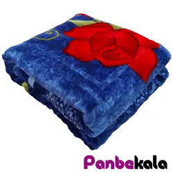 پتو نرمینه دونفره مدل نرمین گل رز سرخ آبی 253