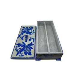 جا قاشق و چنگال سنگی قلم زنی شده رنگ آبی