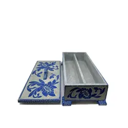 جا قاشق و چنگال سنگی قلم زنی شده رنگ آبی