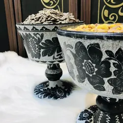 آجیل خوری پایه دار سنگی طرح گل رز