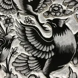 بشقاب دیوار کوب طرح گل و پرنده