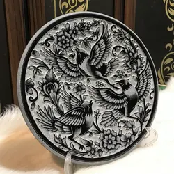 بشقاب دیوار کوب طرح گل و پرنده