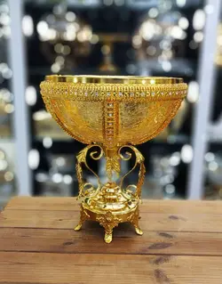 آجیل/میوه خوری پایه دار بلور شامپاینی طلایی کد1721