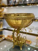 آجیل/میوه خوری پایه دار بلور شامپاینی طلایی کد1721
