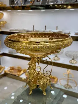 میوه خوری پایه دار بلور شامپاینی طلایی کد1720