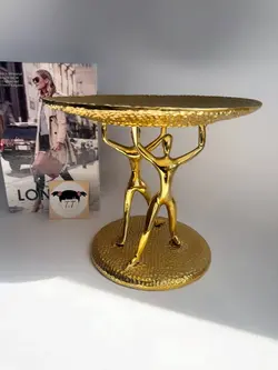 ست شمعدان و کاپ کیک پایه دار فلزی رنگ طلایی کد7009