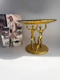 ست شمعدان و کاپ کیک پایه دار فلزی رنگ طلایی کد7009