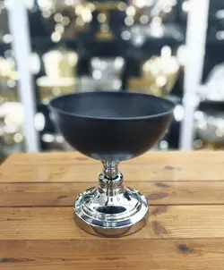 آجیل خوری پایه دار فلزی رنگ مشکی نقره ای کد1297